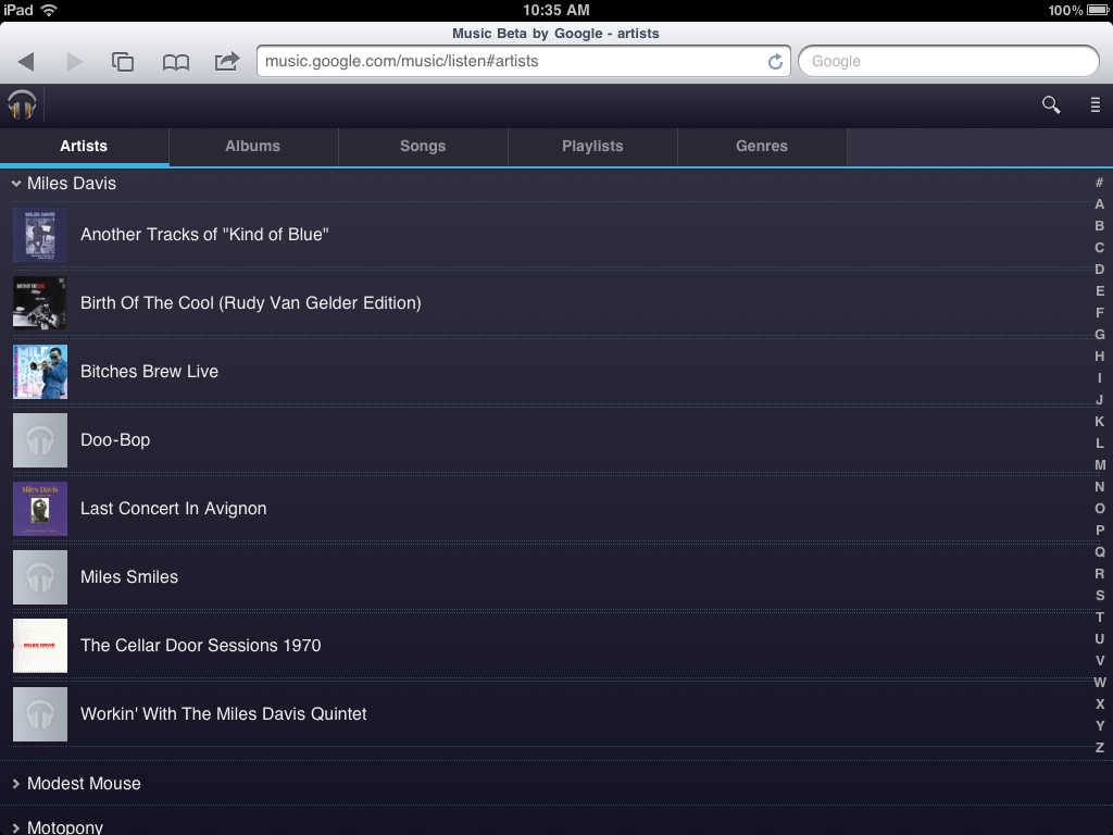 Google Music iPad
