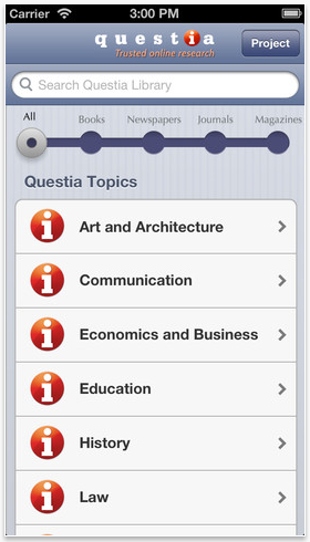 Gear Diary Questia Research Library Mobile Access iOS App Re released photo