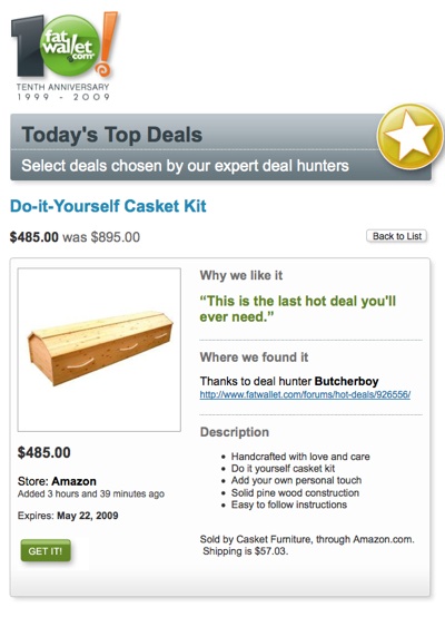 Do It Yourself Coffin is the last "hot deal" you'll ever need