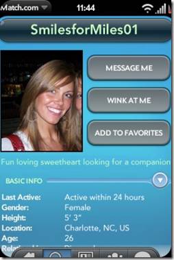 Palm Pre App Catalog. 30 Apps in 30 Days. Day 24: Match.com