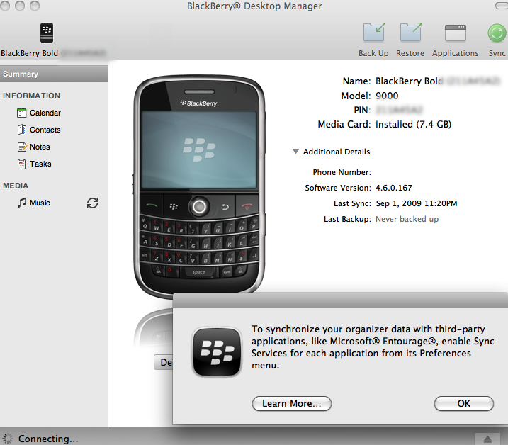Blackberry Desktop Manager for Mac - First Look