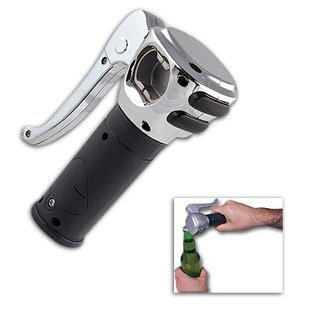 Motorcycle Grip Opener Pops Bottle Tops with Authentic Revving Sound
