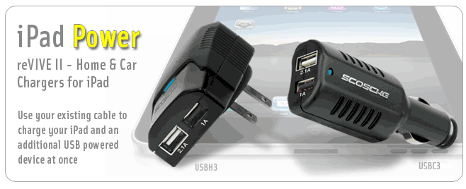 Scosche Releases reVIVE II Dual USB Car and Home Chargers for iPad