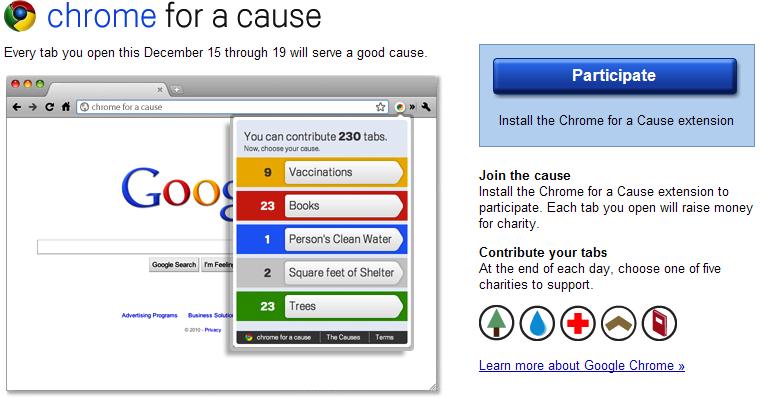 Use Google Chrome? Install 'Chrome for a Cause' to Benefit Charities!