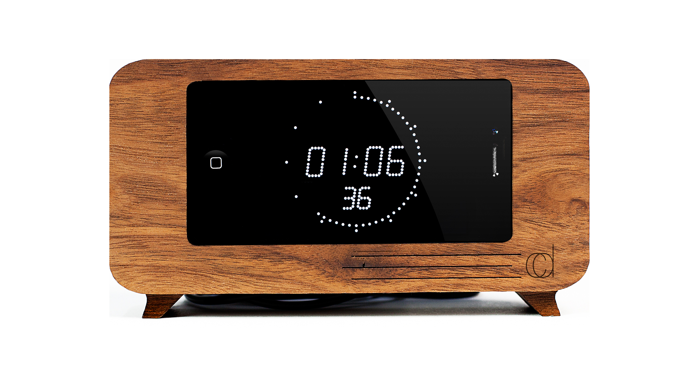 wood iphone dock clock