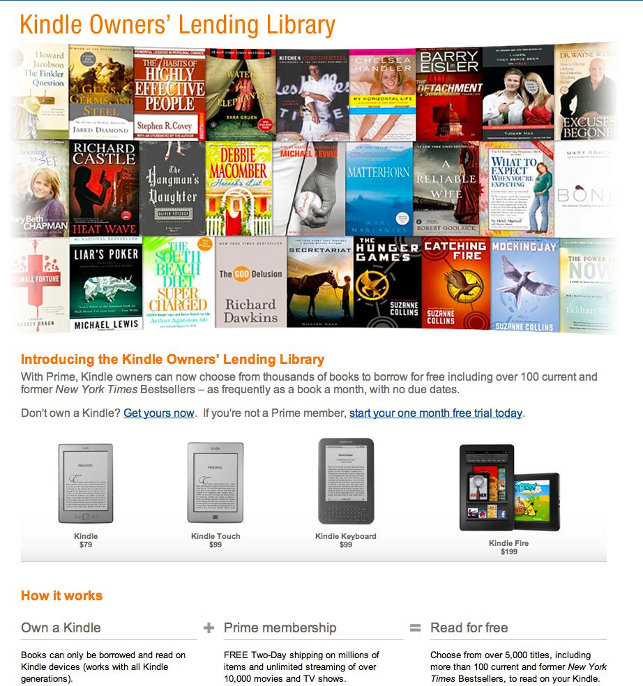 Amazon Introduces the Kindle Lending Library