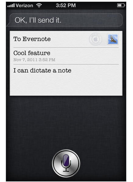 Siri and Evernote Sitting in a Tree...
