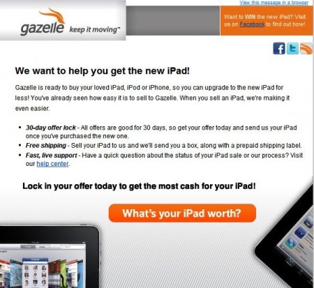 Gazelle iPad Offer