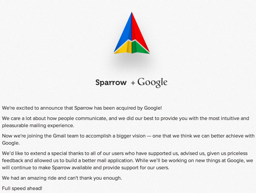 Google Buys Sparrow and… No, Actually That's The Entire Thing