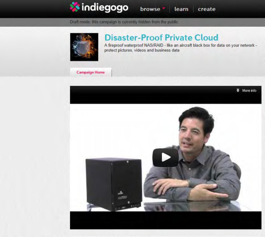 ioSafe Turns to Indiegogo to Help Fund the "Disaster-Proof Private Cloud"