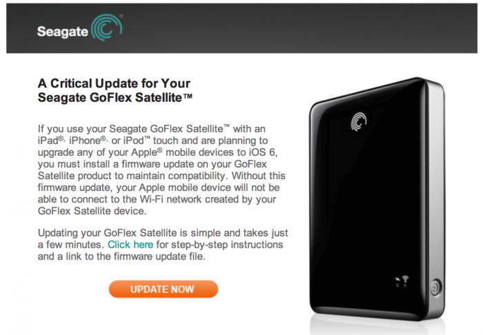 Using a Seagate GoFlex Satellite Harddrive? Read This Before Updating to iOS 6.0