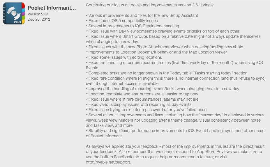 Pocket Informant Continues to Shine and Adds New Updates and Bug Fixes