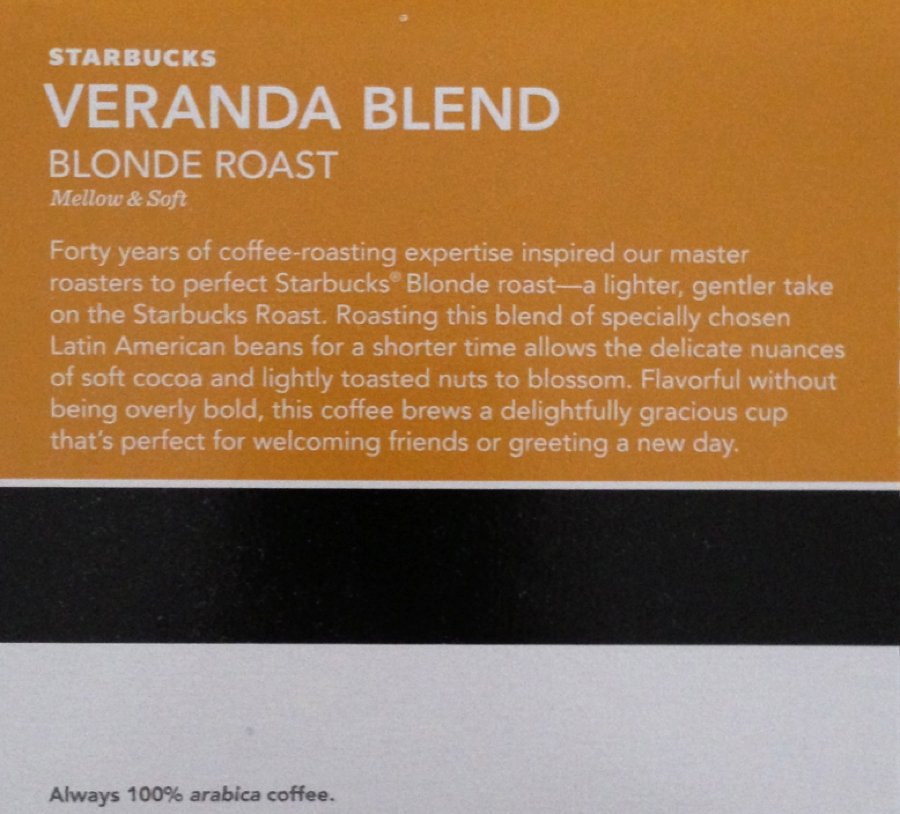 Starbucks Blond Roast Veranda Blend