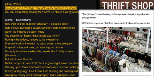 Rap Genius explains Macklemore & Ryan Lewis's Thrift Shop Lyrics