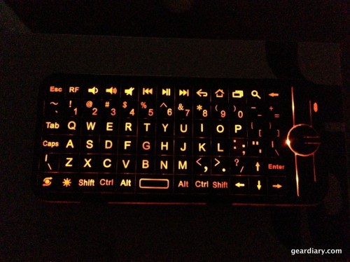 The keyboard on the gyroscopic remote.
