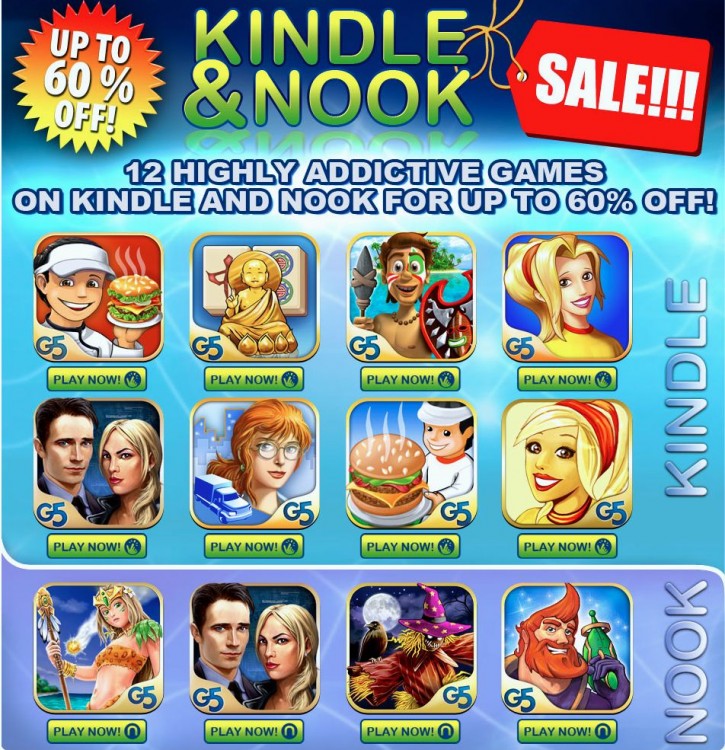 G5 Puts a Dozen Kindle Fire and Nook Tablet Games on Sale Up to 60% Off!