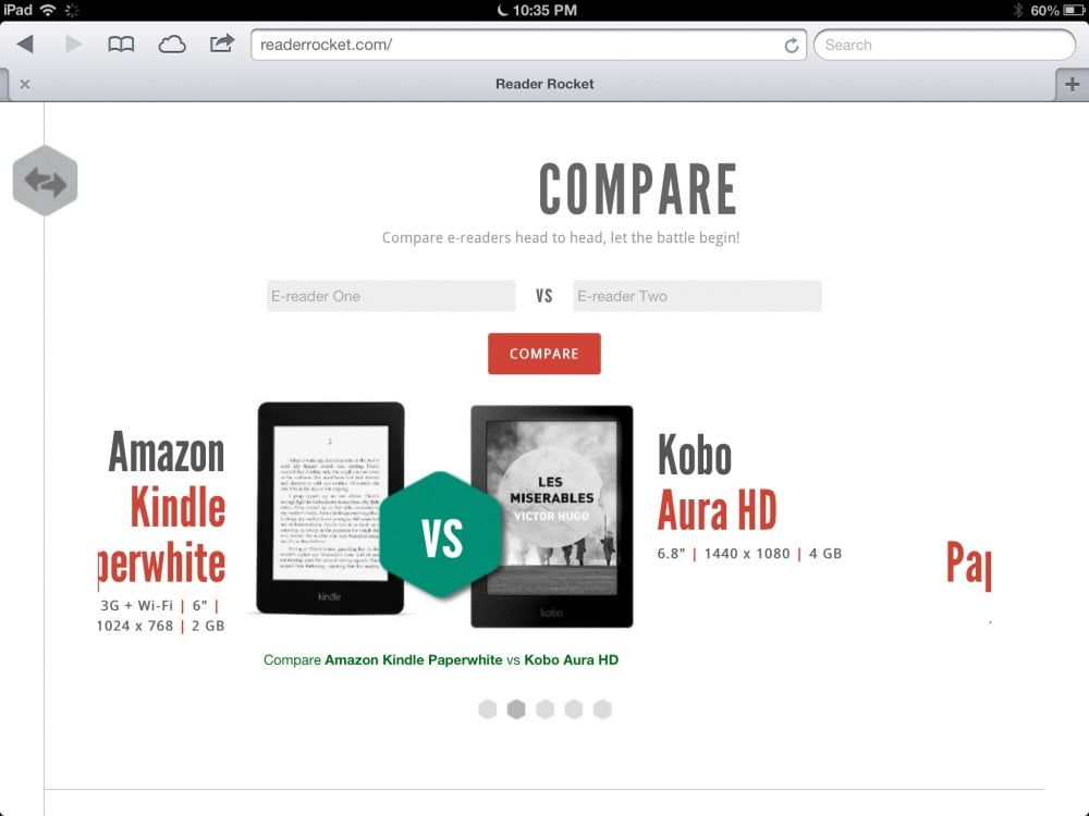 Reader Rocket Aims to Easily Compare eBook Readers