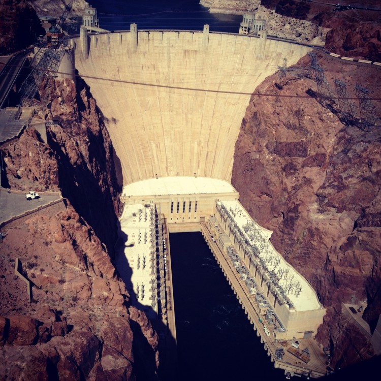 View of the Hoover Dam from the Mike O'Callaghan–Pat Tillman Memorial Bridge