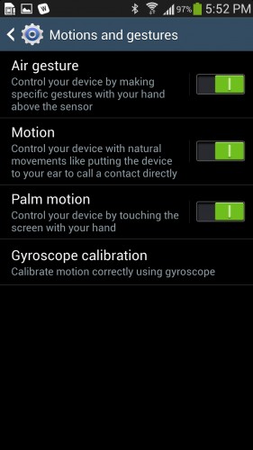 Motion Gestures on the Galaxy S 4.