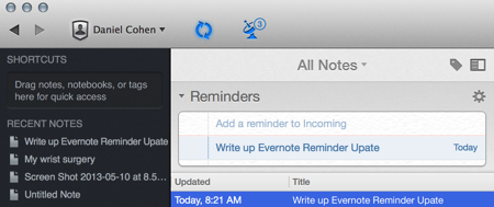 Reminder: Write Up Evernote Reminder Update for Mac, iPhone, iPad, and Web