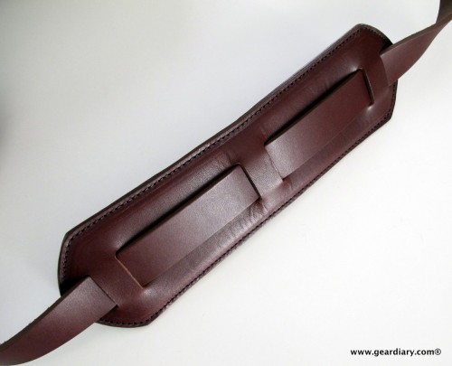 The large padded leather shoulder strap