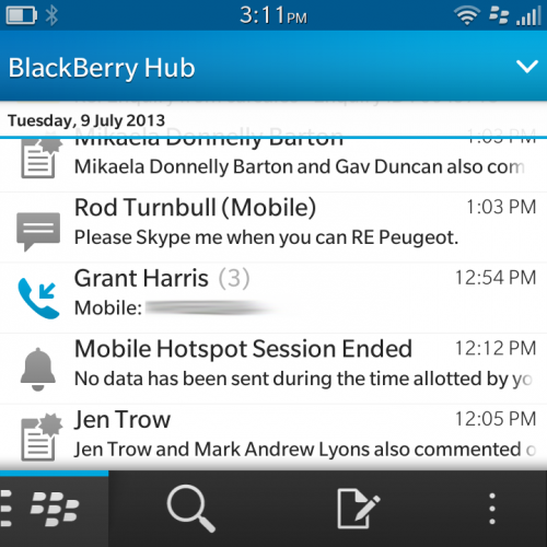 The BlackBerry Hub combines all your services