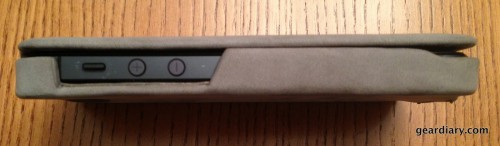 A side view of the case with phone inside.