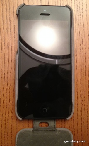 A view of the phone with the case open.