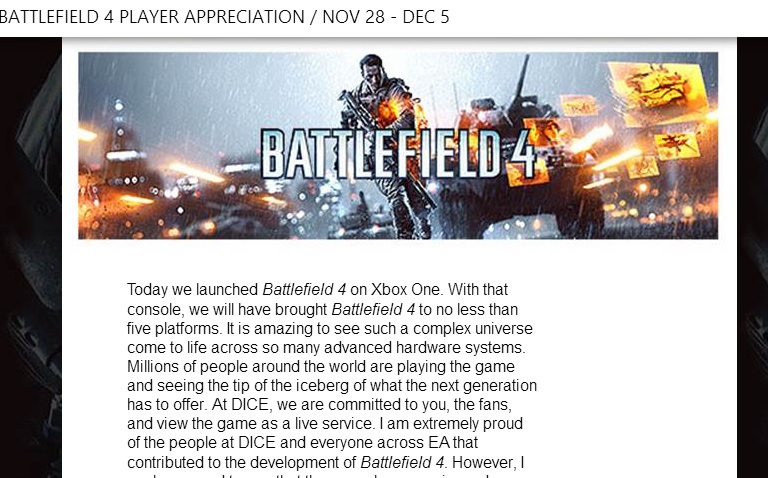 Battlefield 4 Player Appreciation Week Is Nov 28 - Dec 5
