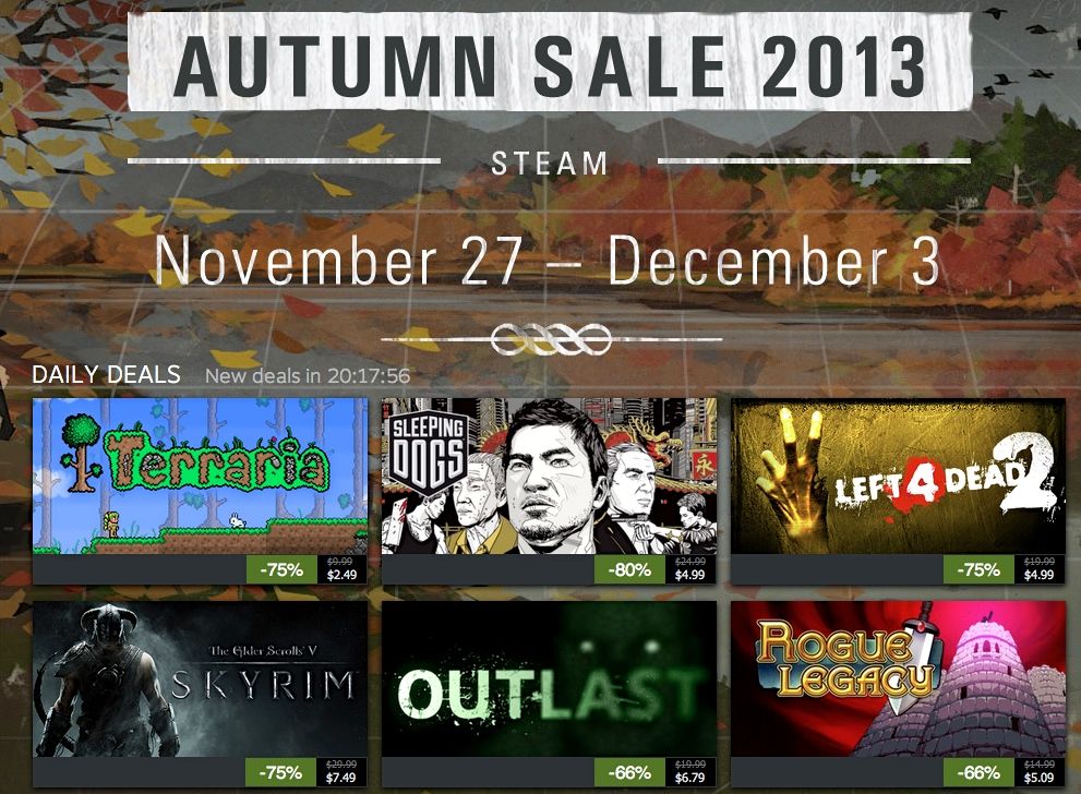 Steam Launches Huge Autumn Sale for Thanksgiving Weekend