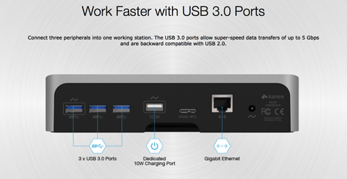 Kanex simpleDock 3 Port USB 3 0 Hub Gigabit Ethernet and Charging Station