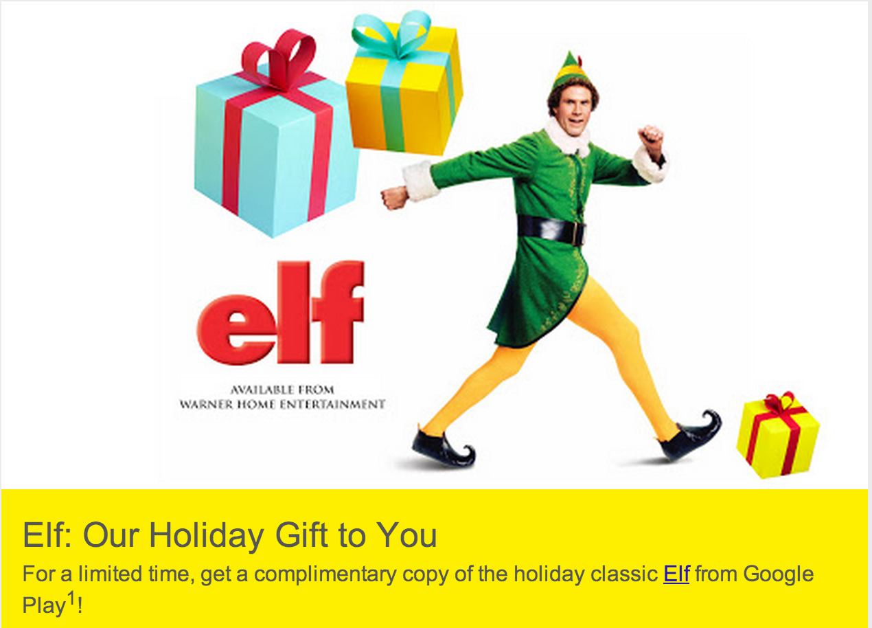 Hurry -- Get the Holiday Classic 'Elf' for Free from Google Play!