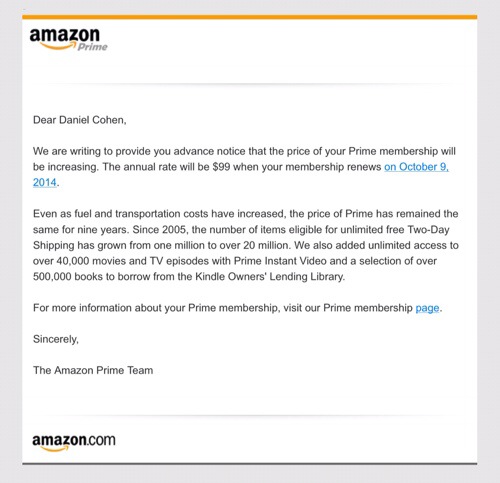 Amazon Prime Goes to $99