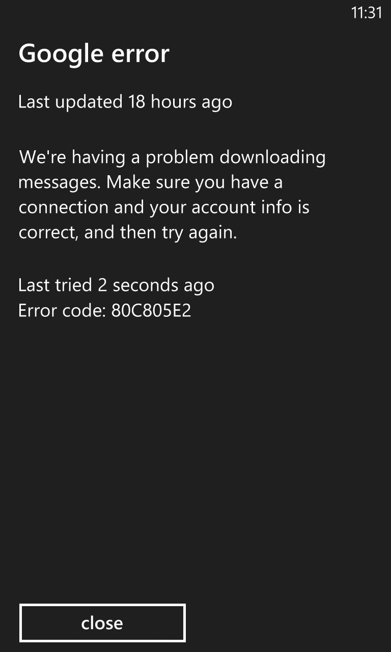 Have You Had Error Code 80c805e2 Email Sync Issues on Windows Phone?