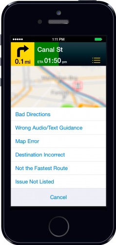 Scout for iPhone with OSM - report a map issue in the app
