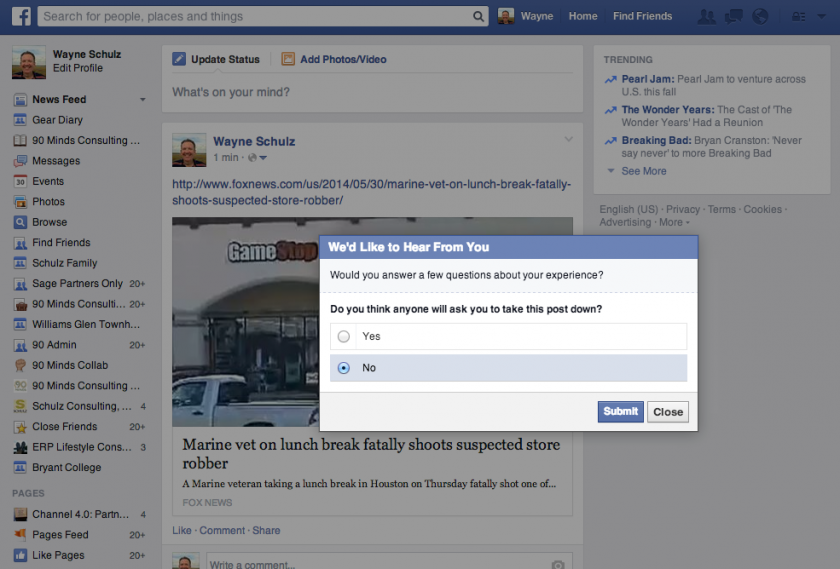 Facebook Querying Whether You Think Your Post Will Get You Reported