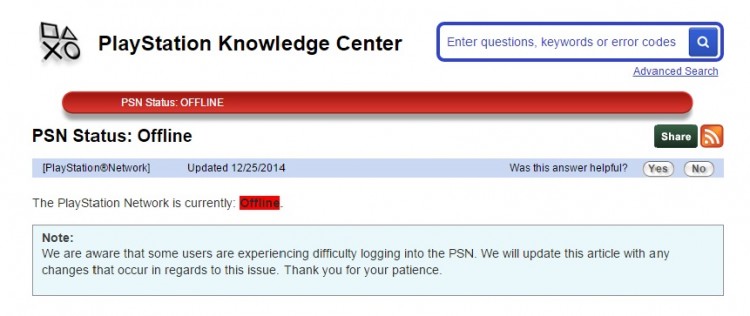 Xbox Live and PSN Christmas Day Outage Update