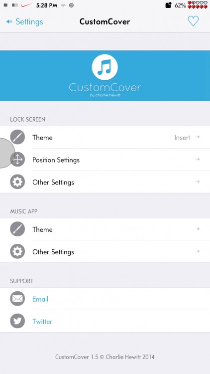 The Settings Panel you see for CustomCover after downloading
