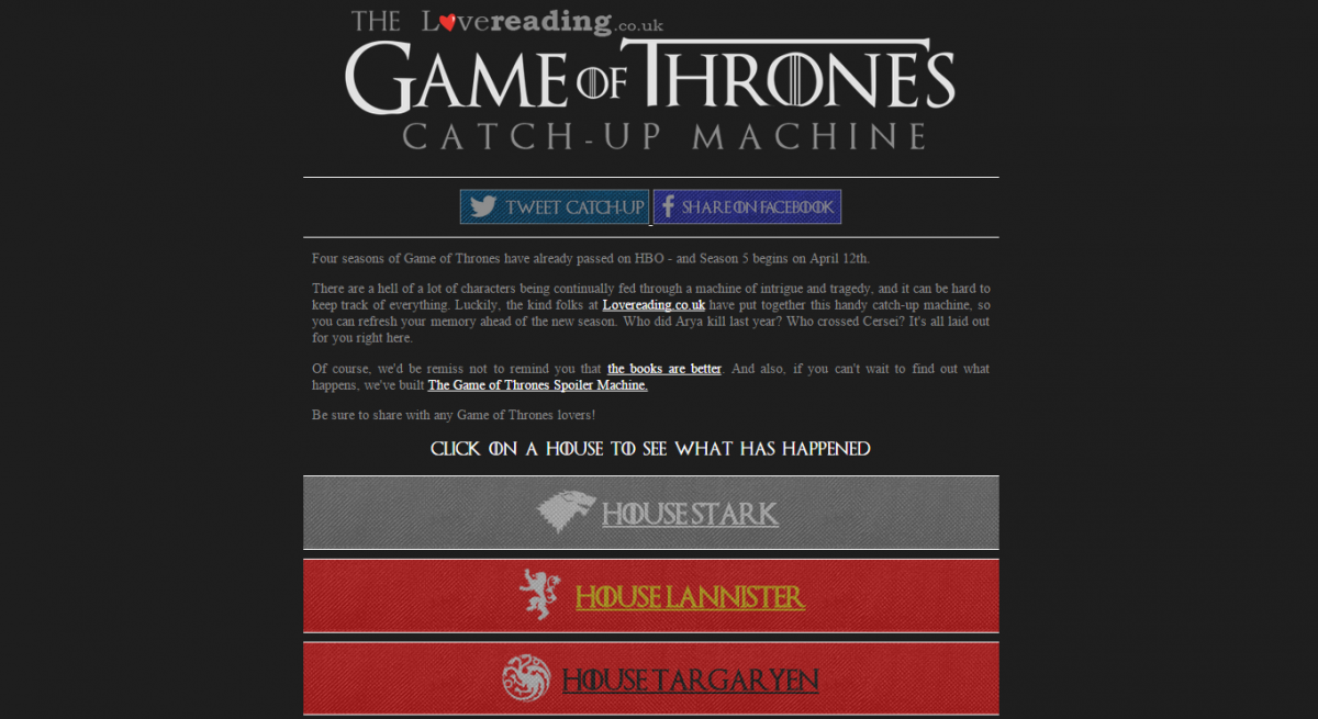 The Game of Thrones Catch-Up Machine Gets You Ready for April 12th!