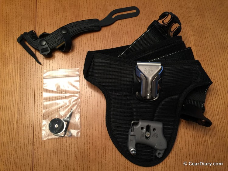 The SpiderPro Hand Strap, Spider Pro Holster, and included accessories.
