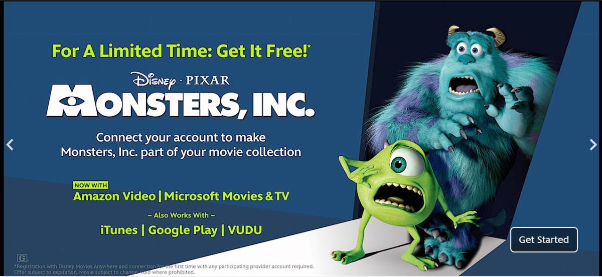 Link Your Amazon, iTunes or Vudu Account to Disney Movies Anywhere and Get Monsters, Inc for FREE!