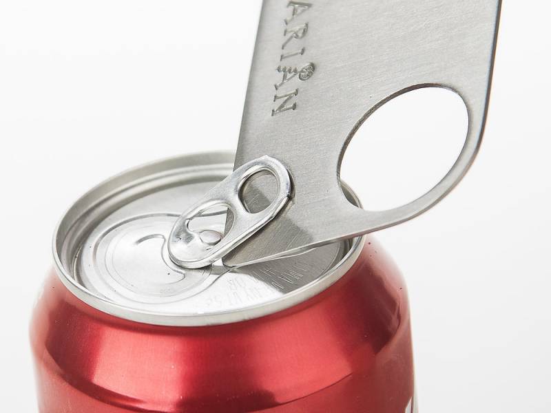 Barbarian Bar Tools' Simple Tool opening a canned drink.