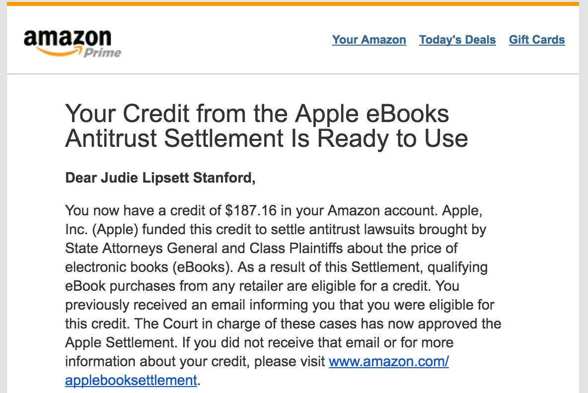 Apple eBook Antitrust Settlement Credits Begin to Appear