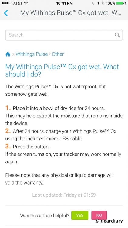 1-Withings Pulse Got Wet