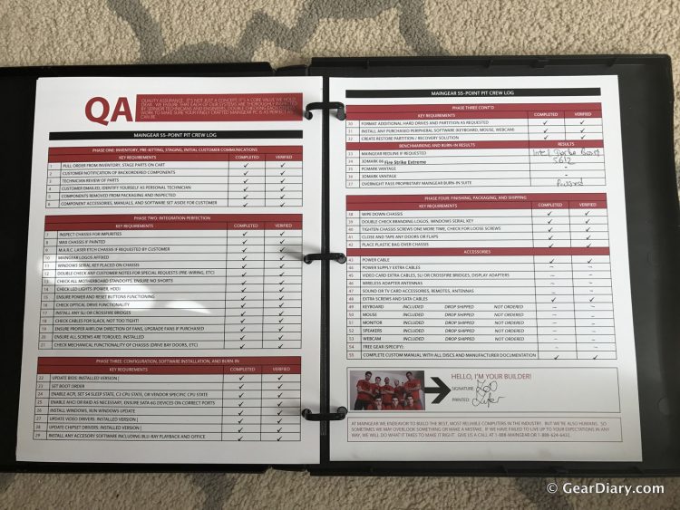 Here's the QA Checklist I received with my VYBE.