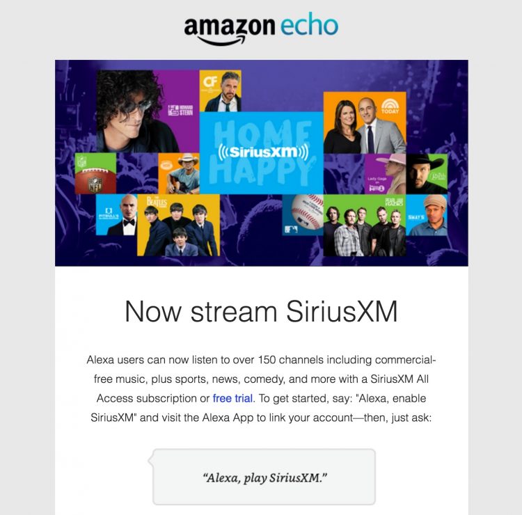 Amazon Echo Adds SiriusXM Streaming Skill
