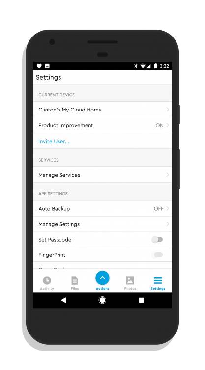 My Cloud for Android Settings