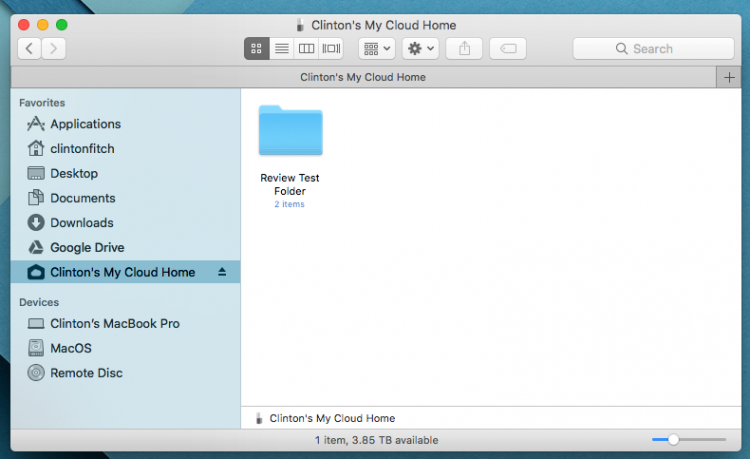 My Cloud in Finder on MacOS