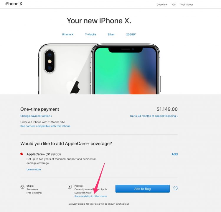 iPhone X Widely Available for Apple In-Store Pickup