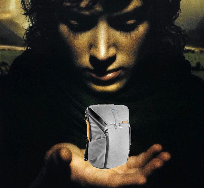 Frodo Holding Everyday Backpack